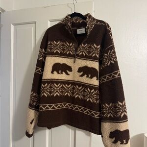 Old Navy Cozy Brown Bear Pattern Sweater